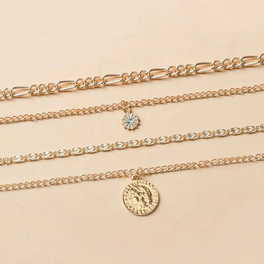Chunky Gold Necklace Chunky Charm Necklace For Women Layered Gold Necklace For Women Silver Coin Necklace Jewelry Gifts For Women - ProTrendyz