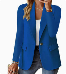 Women's Casual Solid Color Buttons Commuter Cuff Pleated Blazer
