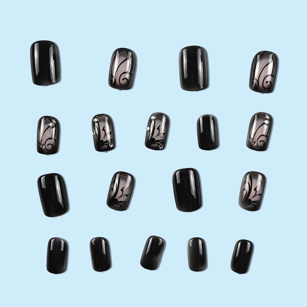 Dark Ins Style Black Vine Wearing Nails And Nails - ProTrendyz