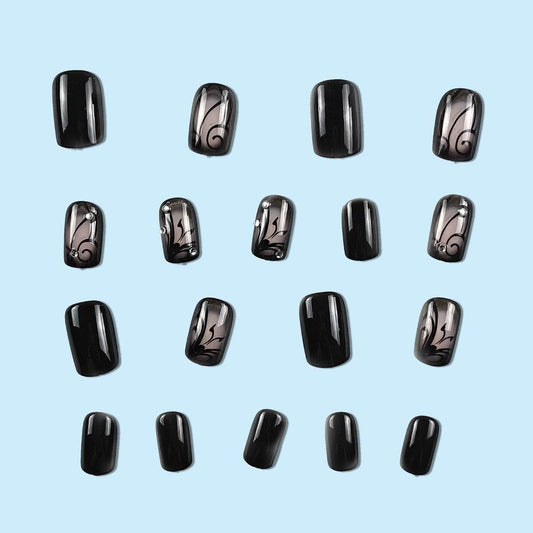 Dark Ins Style Black Vine Wearing Nails And Nails - ProTrendyz