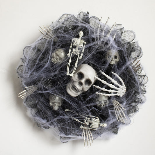 Halloween Black Mesh Skull Garland Party Layout Props