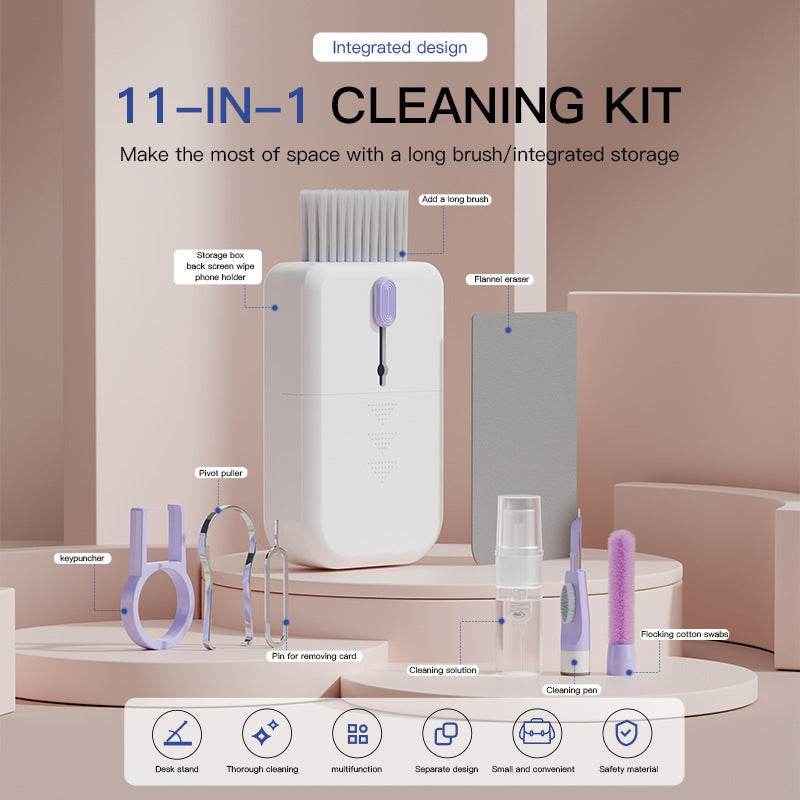 Portable 11 In 1 Multifunctional Cleaning Kit Computer Keyboard Cleaner Phone Screen Clean Tools Earphone Clean Brush With Storage Box - ProTrendyz