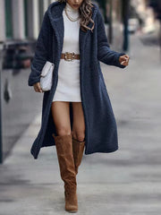Autumn Winter Fashion Elegant Long Coat Woman Plush Warm Faux Fleece Coat Women Teddy Jacket Female Teddy Coat Outwear Ladies