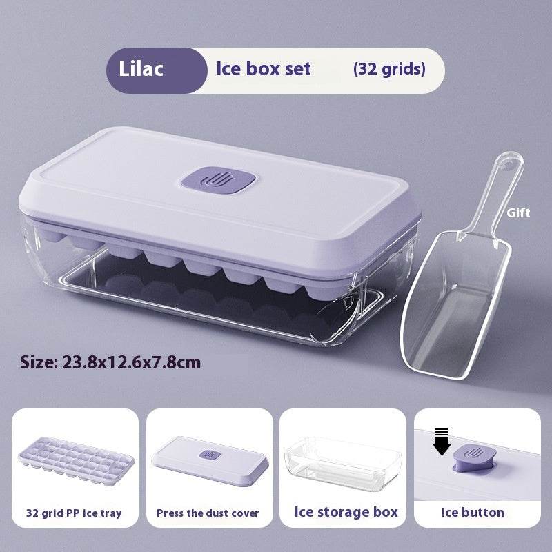32 Grid Silicone Ice Cube Tray Mould With Lid Shovel Storage Box Remove With One Click Ice Maker DIY Whiskey Cocktail Tools Summer Kitchen Gadgets - ProTrendyz