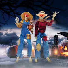 Halloween Luminous Skull Skeleton Decoration Guitarist Skeletons With Light Up Eye Horror Glowing Skeleton For Halloween Party Decor