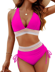 Women's Deep V-Neck Backless Sexy Bikini Swimsuit