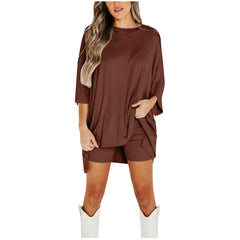 Summer Shorts Suit Fashion Loose Short-sleeved T-shirt And Slim Tight Pants Women's Clothing