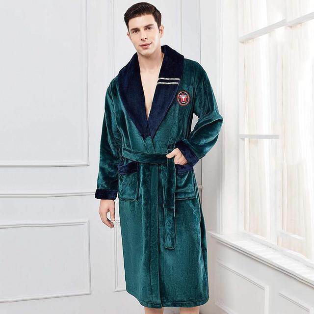 Winter Flannel Lovers Robe Gown Elegant Solid Casual Sleepwe - ProTrendyz
