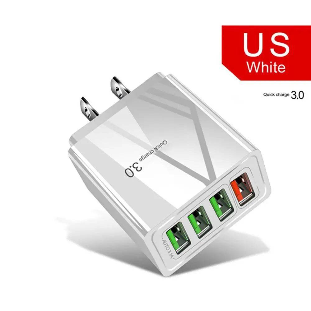 Illuminated 4USB Mobile Phone Quick Charge Charger 3A Charging Head US - ProTrendyz