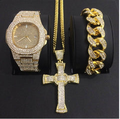 Mens Watches Luxury Brand Fashion Diamond Date Quartz Watch - ProTrendyz