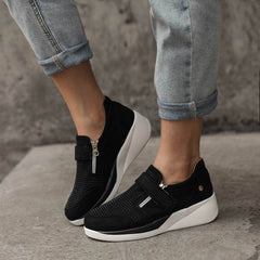 Canvas Shoes Lovely Round Head Thick Bottom Rhinestone Velcro Single Shoes Mary Jane Women's Style - ProTrendyz