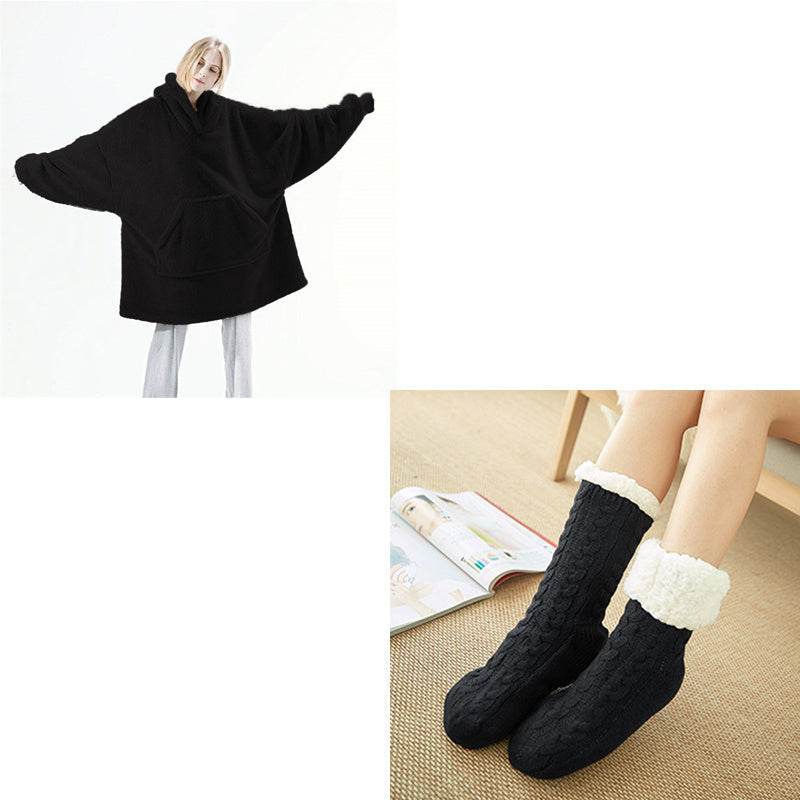 Hoodie Sweatshirt With Big Pocket Tops Sweater Comfortable Loose Double-Sided Fleece Thicker Wearable Blanket - ProTrendyz