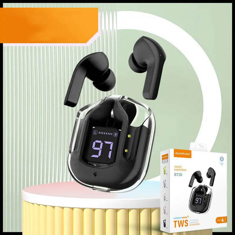 New Mini Transparent Wireless Bluetooth Headset Digital Display ENC Noise Reduction True Wireless Sports Music - ProTrendyz