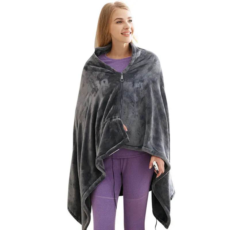 Winter Flannel Heated Blanket Cold Protection Body Warmer Usb Heated Warm Shawl Electric Heated Plush Blanket - ProTrendyz