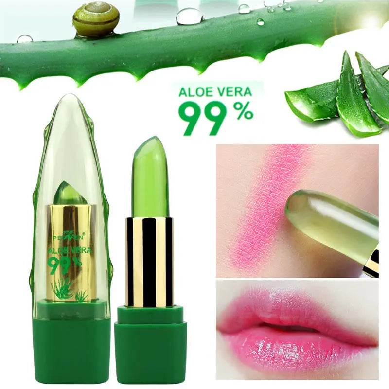 Aloe Vera Gel Color Changing Lipstick Gloss Moisturizer Anti-drying Desalination Fine-grain Lip Blam Care - ProTrendyz