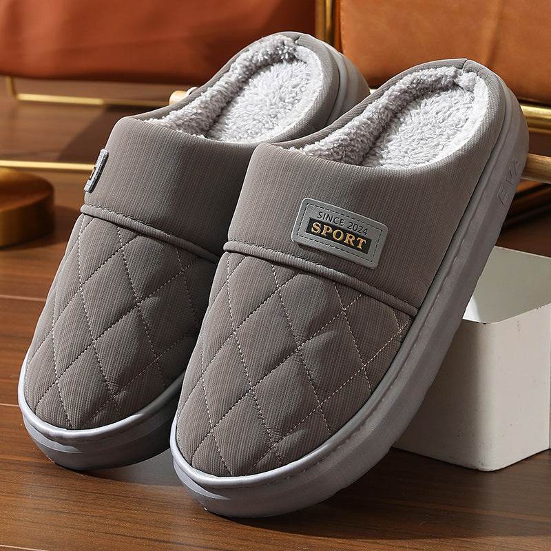 Men's Home Slippers Winter Warm Plush House Shoes Indoor Non-slip Floor Bedroom Slipper Casual All-match Shoes - ProTrendyz