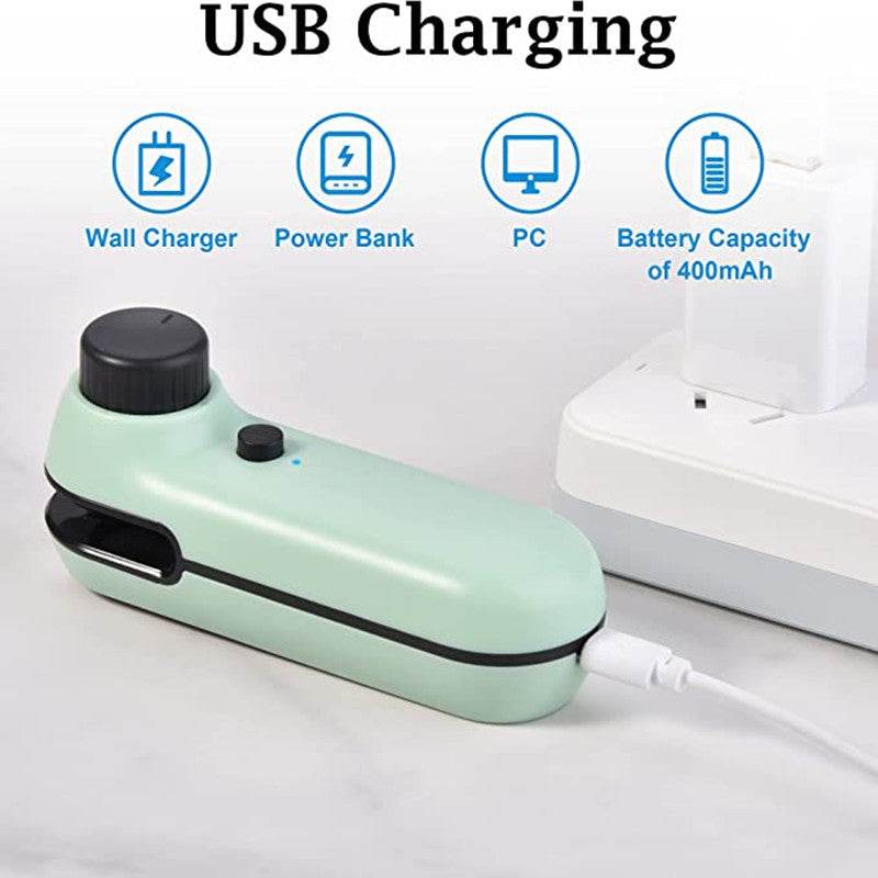 Bag Sealer, 2 In 1 Mini Bag Sealer Heat Seal Rechargeable And Cutter, Mini Chip Bag Sealer Heat Seal With Soft Magnetic Portable Heat Sealer With Cable USB Rechargeable Food Bag Sealing Machine - ProTrendyz