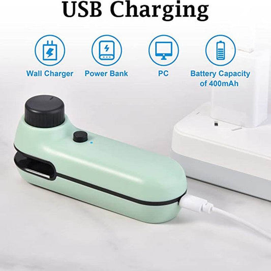 Bag Sealer, 2 In 1 Mini Bag Sealer Heat Seal Rechargeable And Cutter, Mini Chip Bag Sealer Heat Seal With Soft Magnetic Portable Heat Sealer With Cable USB Rechargeable Food Bag Sealing Machine - ProTrendyz