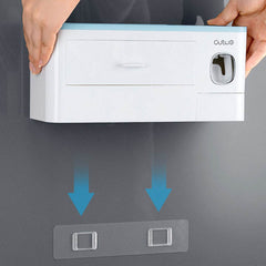 Non-marking Hanging Magnetic Toothbrush Holder Single Drawer Storage Rack With Toothpaste Squeezer Toiletry Set - ProTrendyz