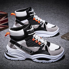 Men's Lace-up Color-matching Sneakers Fashion High-top Height-increasing Casual Shoes - ProTrendyz
