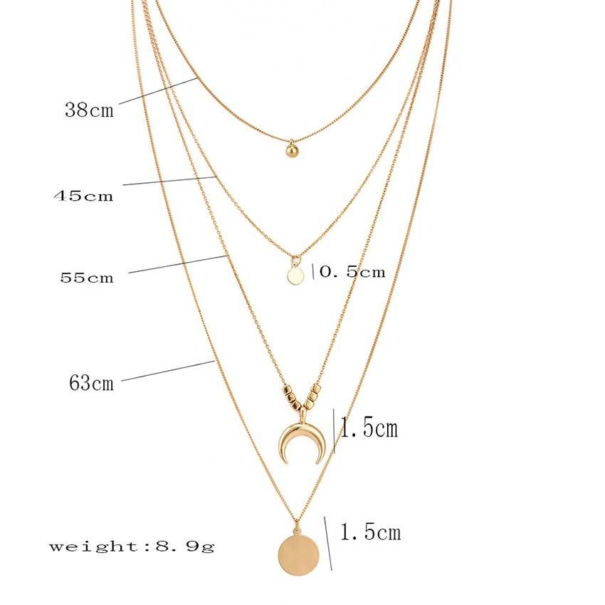 Multi-layer Moon Pendant Necklaces for Women Bohemian Wafer Elegant Necklace - ProTrendyz