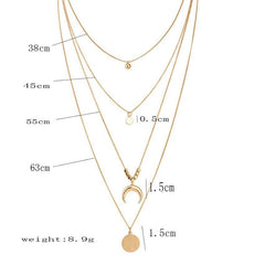 Multi-layer Moon Pendant Necklaces for Women Bohemian Wafer Elegant Necklace - ProTrendyz