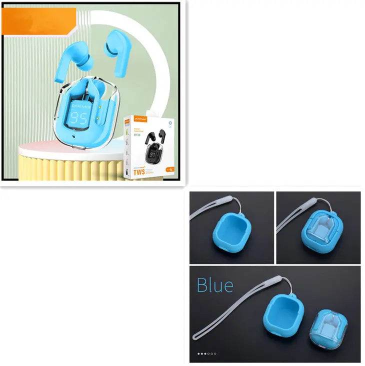 New Mini Transparent Wireless Bluetooth Headset Digital Display ENC Noise Reduction True Wireless Sports Music - ProTrendyz