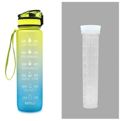 1L Tritan Water Bottle With Time Marker Bounce Cover Motivational Water Bottle Cycling Leakproof Cup For Sports Fitness Bottles - ProTrendyz