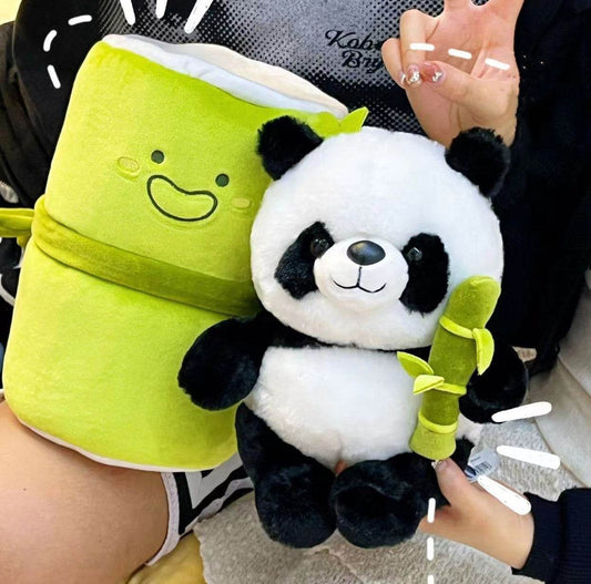 Simulated Bamboo Tube Flower Panda Pillow - ProTrendyz