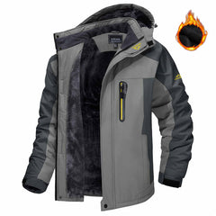 Winter Hooded Jacket Fashion Casual Warm Fleece Coat Windproof Rainproof Parka Windbreaker Men's Top