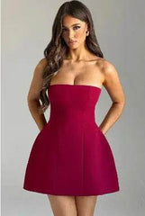 Fashion Tube Dress Summer Solid Color Sasual Backless Slim Short Dresses Party Womens Clothing - ProTrendyz