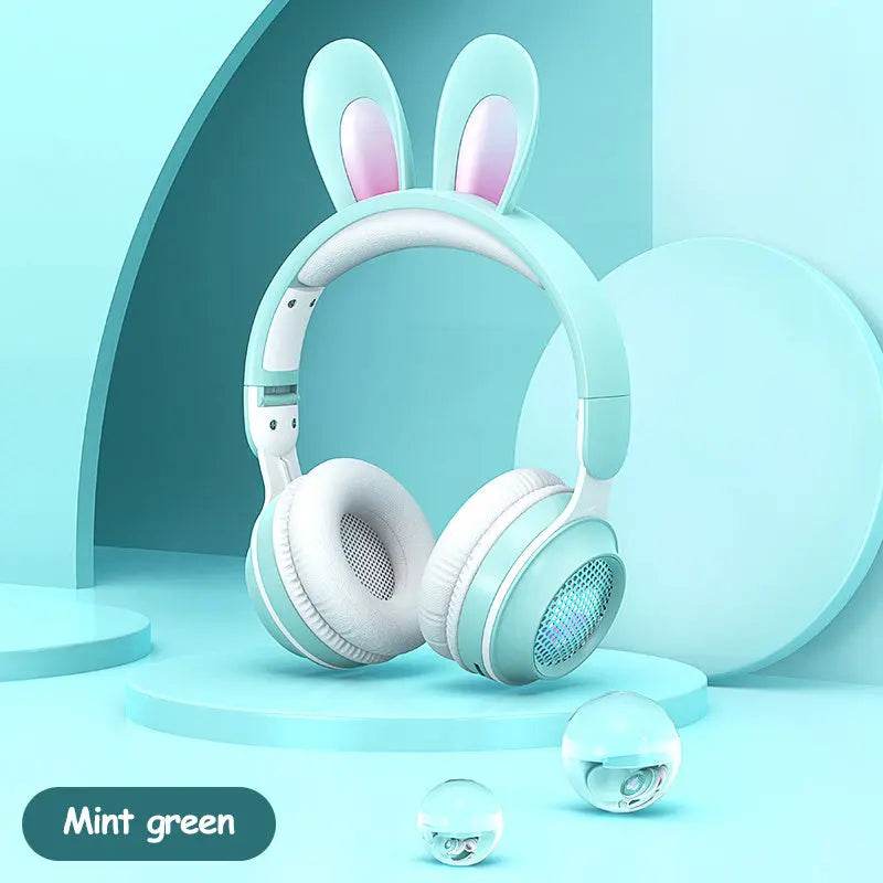 Rabbit Ear Headphones Wireless Luminous Extendable Wheat Headphones Cute Kawaii - ProTrendyz
