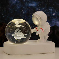 Glowing Planetary Galaxy Astronaut Crystal Ball Night Lights USB Power Warm Bedside Light Brithday Gift Night Lamp - ProTrendyz
