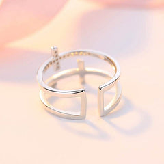 Double Cross Miniature Copper Inlaid Zircon Ring - ProTrendyz