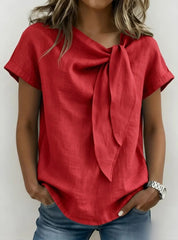 Women's Summer Short Sleeve Casual T-Shirt - Cotton Blend Lightweight Everyday Top For Daily Wear