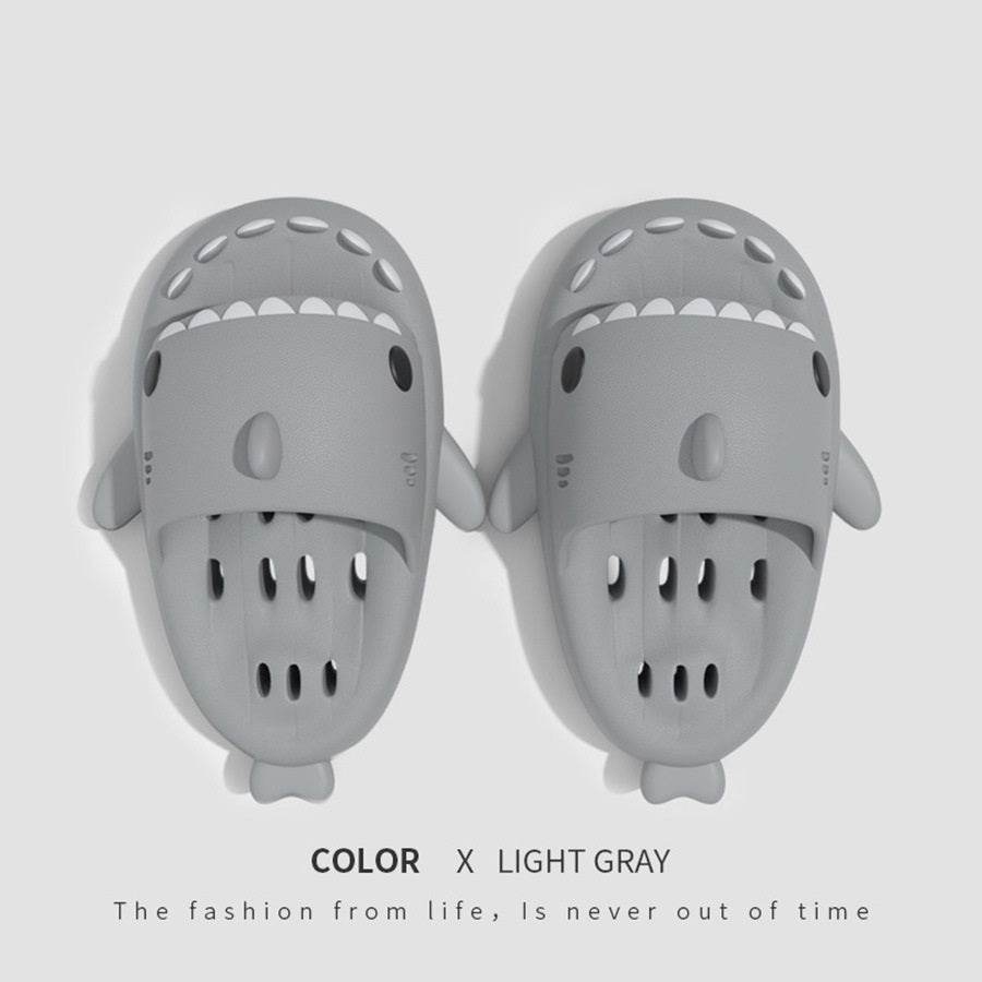 Shark Slippers With Drain Holes Shower Shoes For Women Quick Drying Eva Pool Shark Slides Beach Sandals With Drain Holes - ProTrendyz
