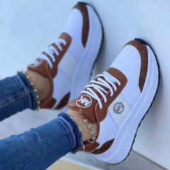 Casual Lace-up Sports Shoes Thick-soled Color-blocked Round-toe Sneakers Outdoor Casual Walking Running Shoes - ProTrendyz