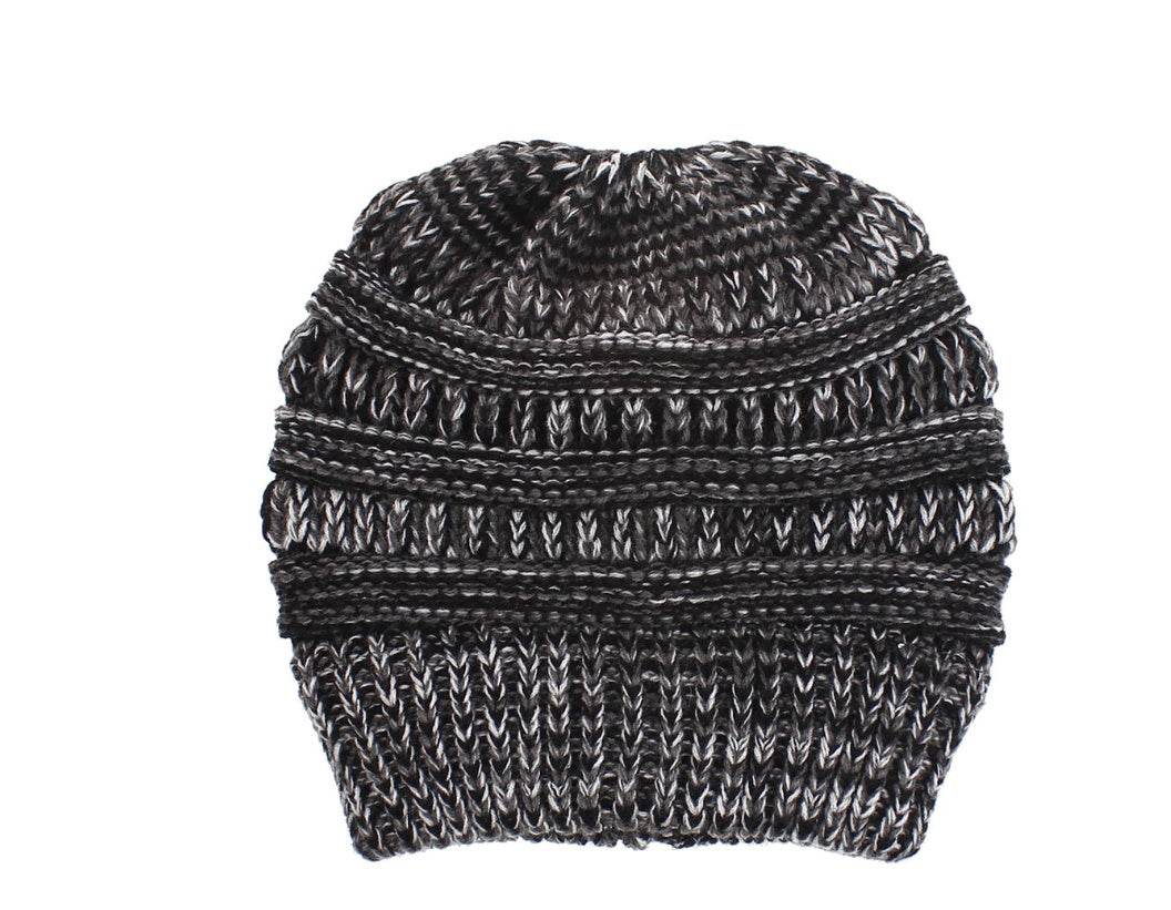 Mixed Color Knitted Wool Hat Ladies Non-labeled Ponytail Hat - ProTrendyz
