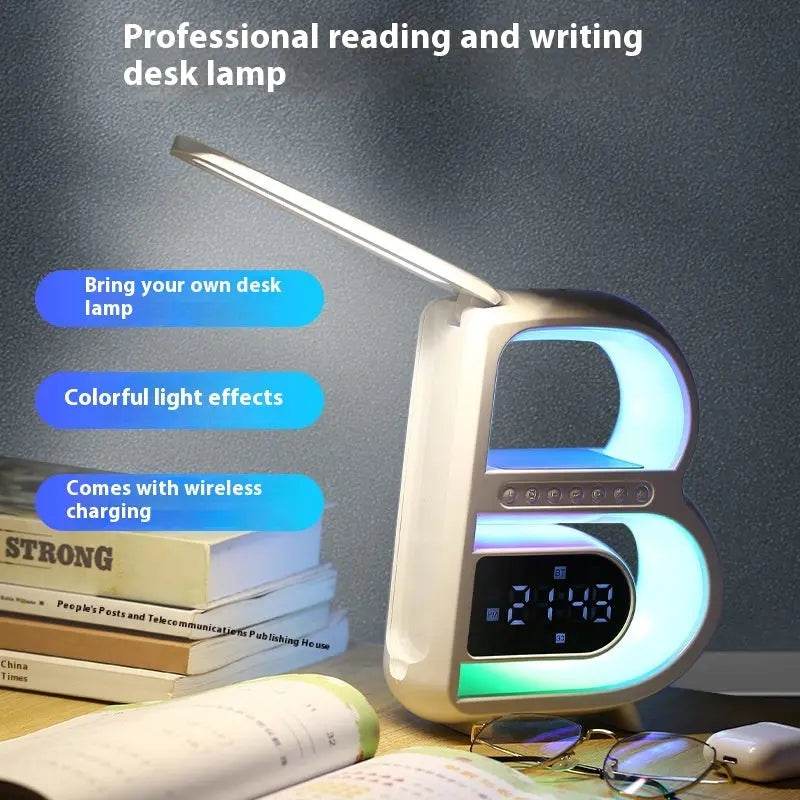 2025 New B-Shaped Bluetooth Speaker Multifunctional Smart Music Rhythm Lighting Phone Wireless Charger TF Card AUX Input Standard Mode - ProTrendyz