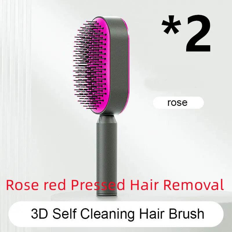 Self Cleaning Hair Brush For Women One-key Cleaning Hair Loss Airbag Massage Scalp Comb Anti-Static Hairbrush - ProTrendyz