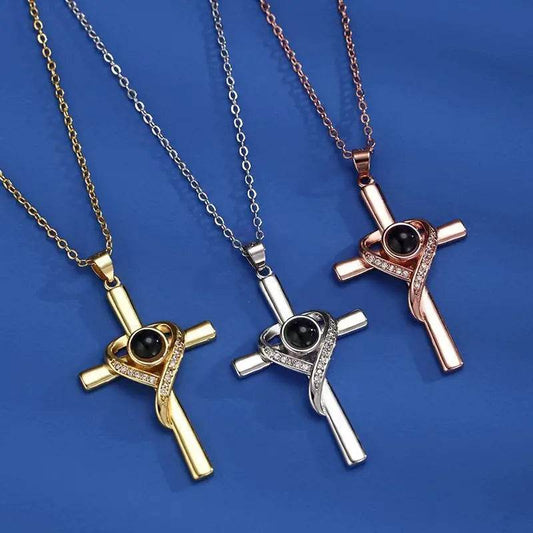 Languages I Love You Projection Necklace Pendant Love Cross Pendant Necklace Memorial Jewelry For Women - ProTrendyz