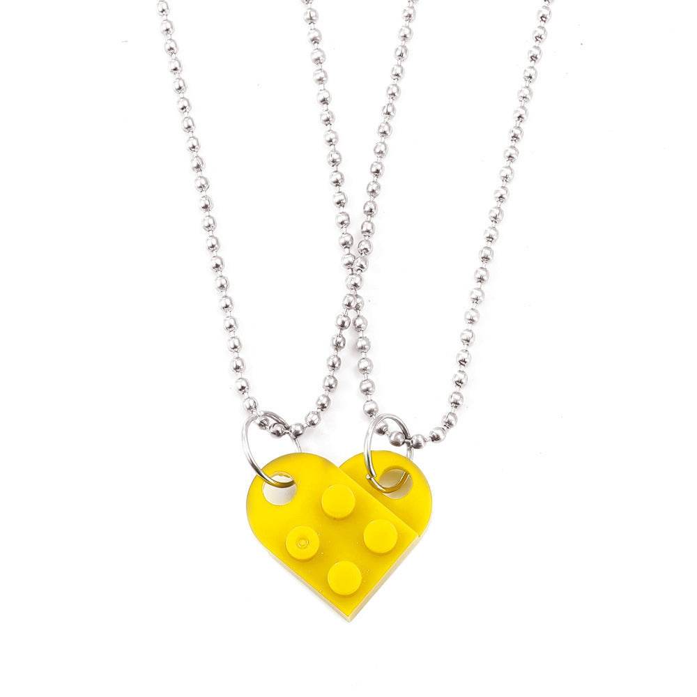 Valentines Day Gift New Jewelry Heart Necklace Love Stitching Acrylic Couple Necklace Valentines Jewelry - ProTrendyz