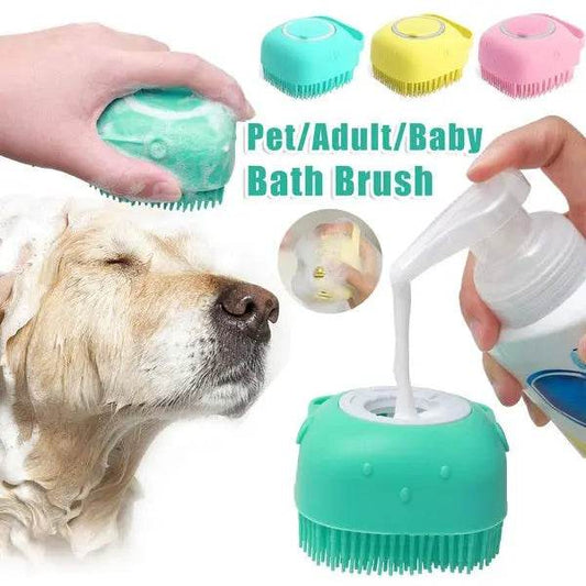 Silicone Dog Bath Massage Gloves Brush Pet Cat Bathroom Cleaning Tool Comb Brush For Dog Can Pour Shampoo Dog Grooming Supplies - ProTrendyz