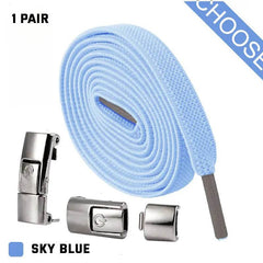 Press Lock Shoelaces Without Ties Elastic Laces Sneaker 8MM Widened Flat No Tie Shoe Laces Kids Shoelace For Shoes - ProTrendyz
