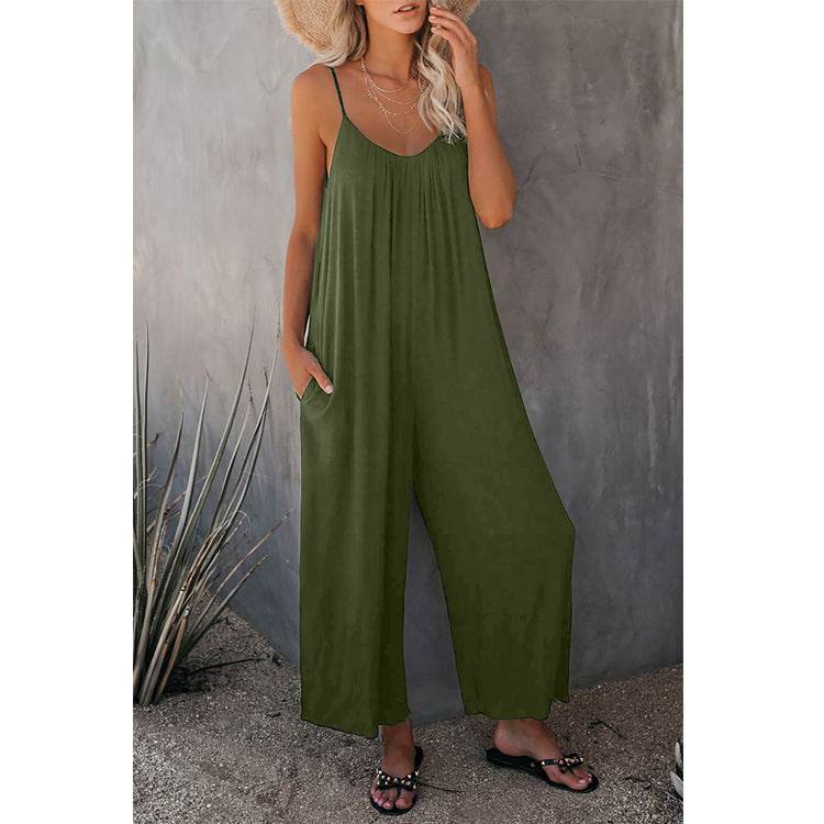 Women's Loose Sleeveless Jumpsuits Romper Jumpsuit With Pockets Long Pant Summer - ProTrendyz