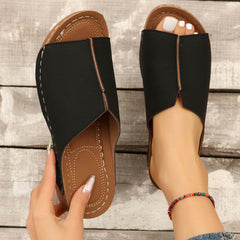 Fashion Solid Wedges Sandals Summer Casual Peep-toe Slippers Outdoor Thick Sole Heightening Slides Shoes Women - ProTrendyz