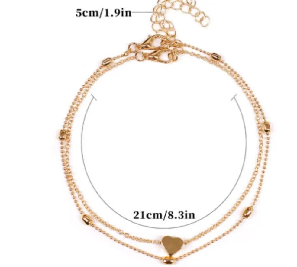 Double-layered anklet Retro beach ball chain heart-shaped anklet - ProTrendyz