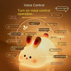 Cute LED Night Light Touch Sensor Cartoon Kid's Nightlights Big Face Rabbit Silicone Night Light Christmas Gift Bedside Lamp Home Decor - ProTrendyz
