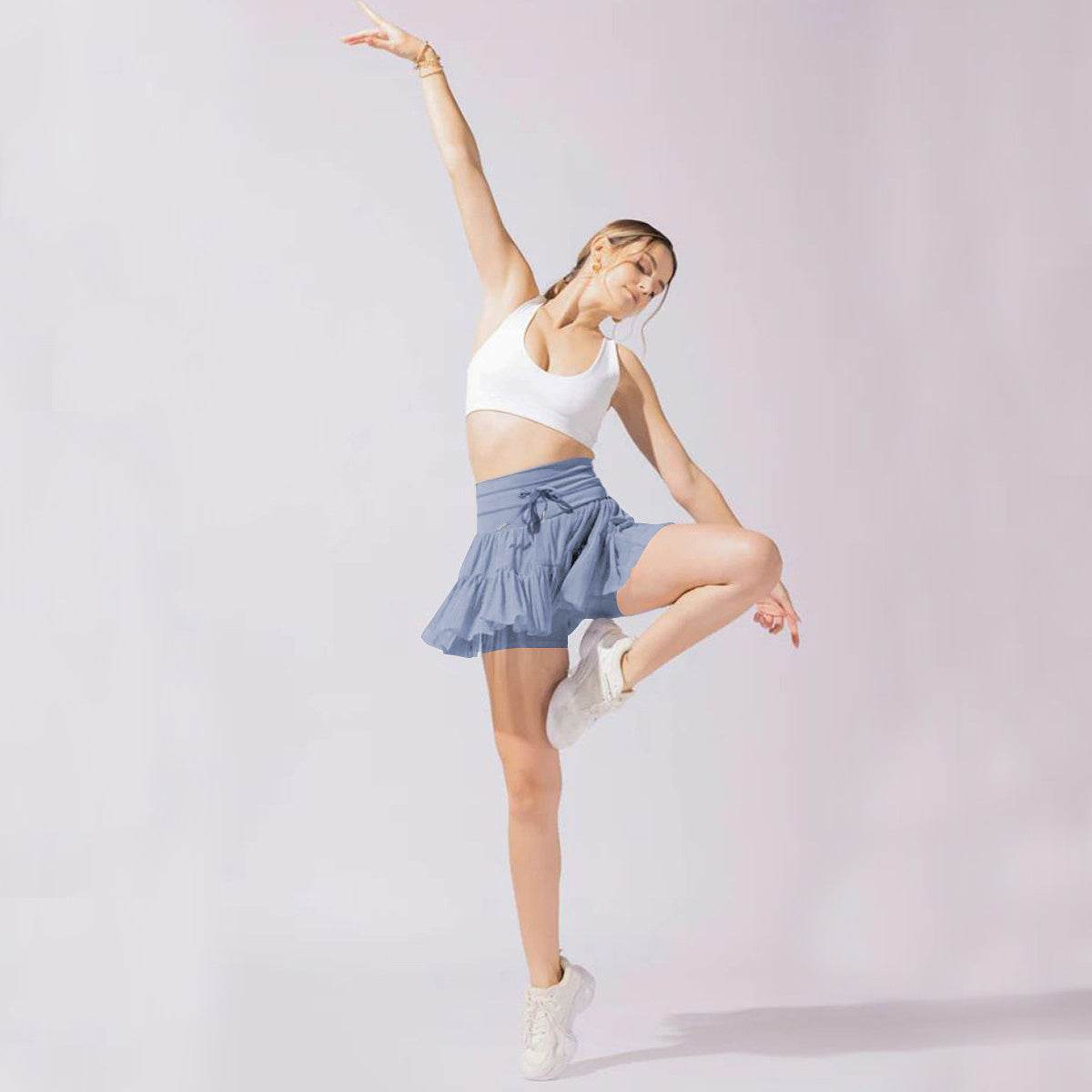 High Waist Dress Lace-up Sports Skirt With Anti-exposure Safety Pants Summer Fashion Pleated Skirt Womens Clothing - ProTrendyz