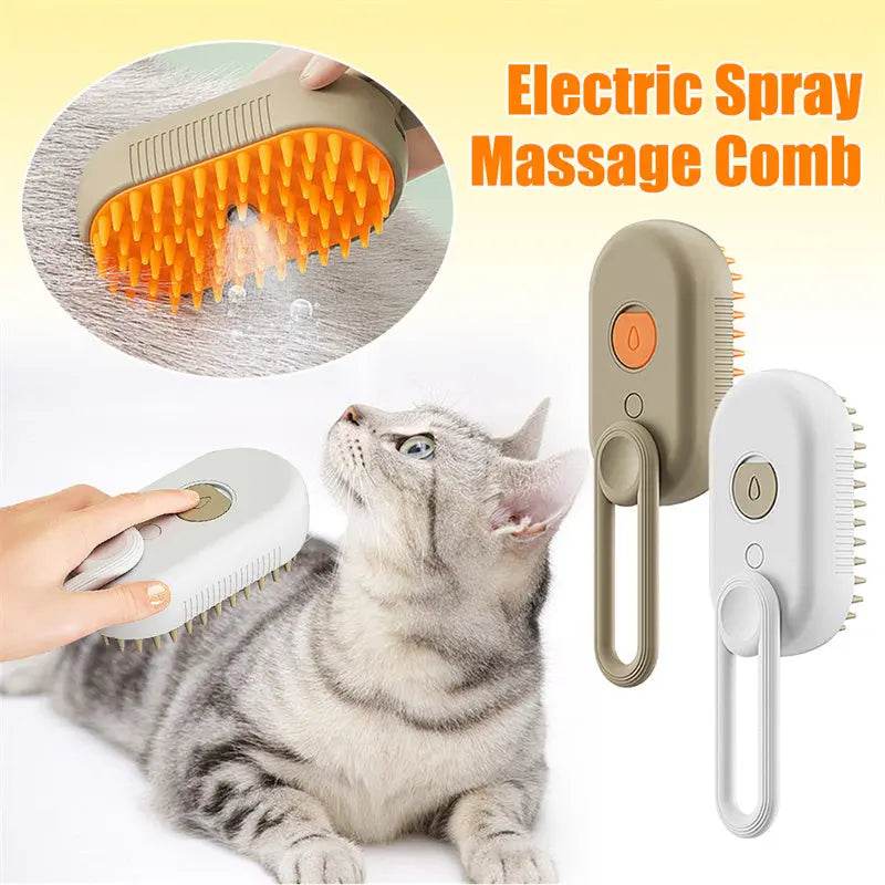Cat Steam Brush Steamy Dog Brush 3 In 1 Electric Spray Cat Hair Brushes For Massage Pet Grooming Comb Hair Removal Combs Pet Products US - ProTrendyz